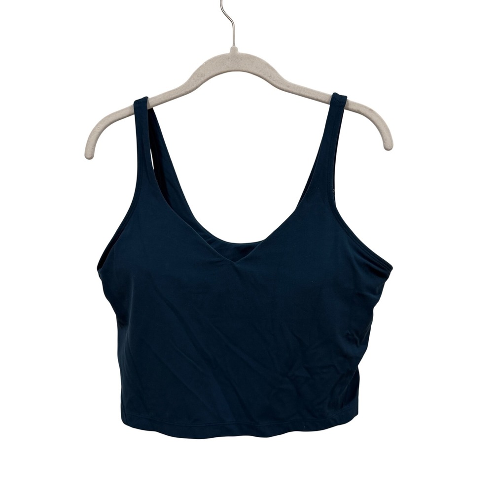 Lululemon Align Tank Top Teal Blue Nulu Cropped‎ Shelf Bra Size 12 LW1BSWS
